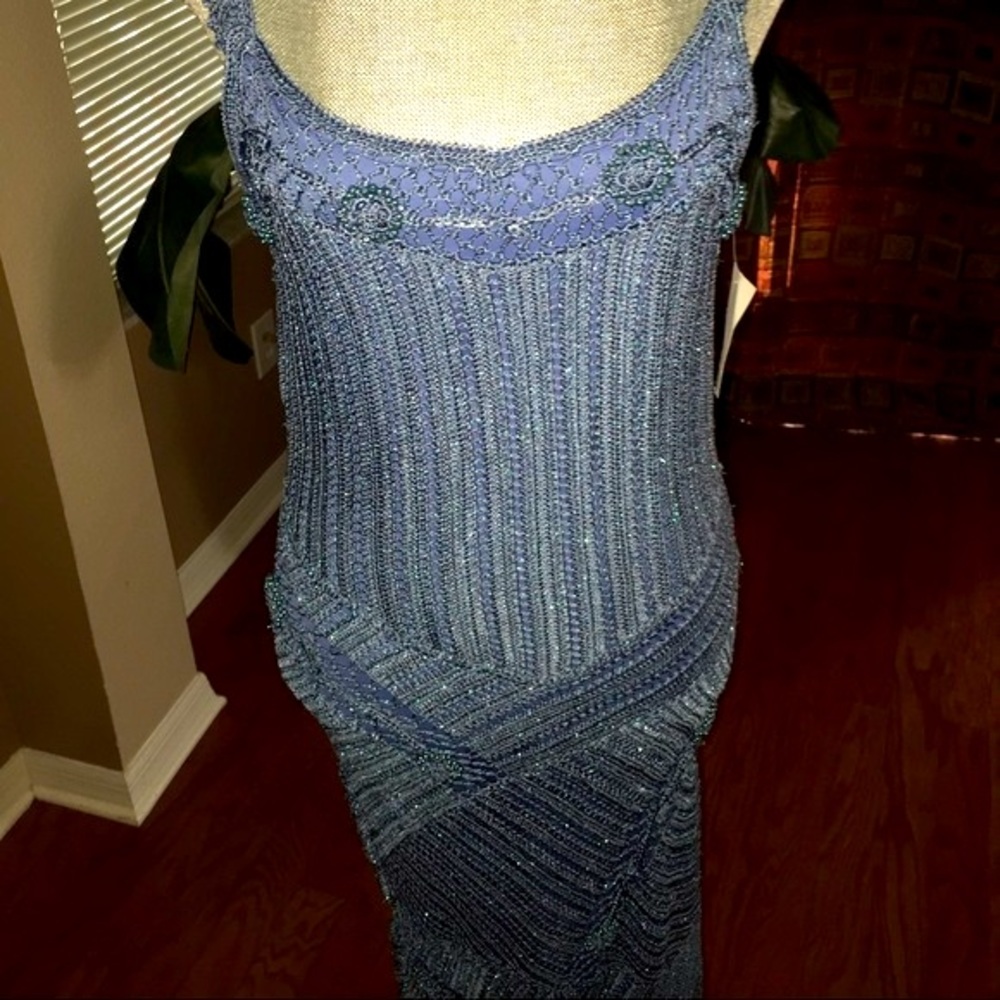 NWT- Blue Knit Maxi Dress - Picture 2 of 4
